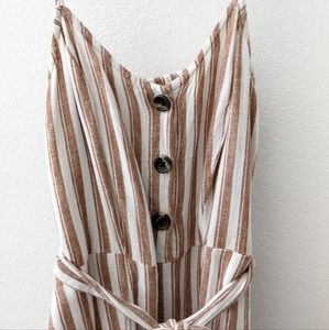 Universal Thread size S brown & white striped capri, wide leg romper